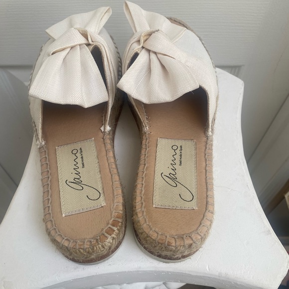 EUC Gaimo Spain Espadrille Platform Slides Linen Bow 39 - Picture 6 of 11